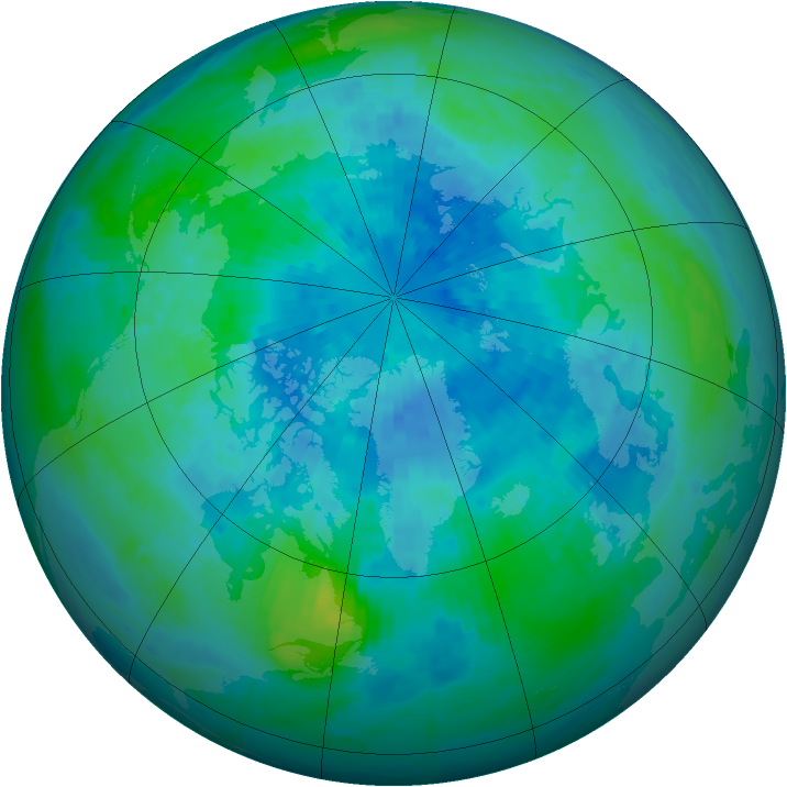 Arctic ozone map for 20 September 1993